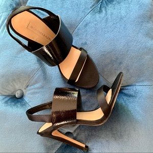 BCBG MaxAzria Black Leather & Satin Sandals ❤️